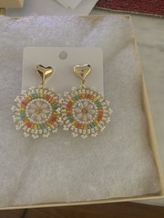 Handmade beaded earrings with post drop pierced.
