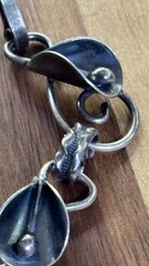 Vtg Sterling Calla Lily 5 Link 7″ Bracelet Mid Century Nouveau Revival 26.5g