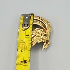 German 18K GF Sculpted Leaf Open Ring Brooch