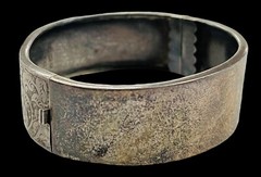 Antique English Victorian Sterling Silver Buckle Bangle Bracelet RWH 925/1000