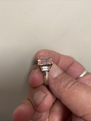925 Sterling Silver Faceted Pink Topaz Shiny Cocktail Ring Sz 8.75