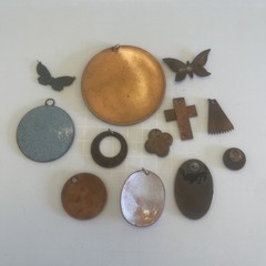 Vintage Lot Of 12 Enameled Copper Pendants