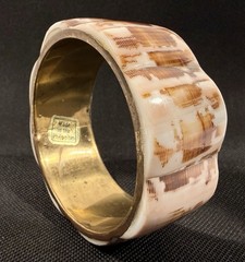 Vintage Philippine Shell Cuff Bracelet Handmade Inlaid Inlay Boho Beach 3-1/8”