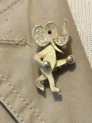 Vintage Political Pin Set Bipartisan Elephant Donkey Brooch Gold Tone Rhinestone