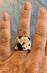 Vintage Stunning Carved Mother Of Pearl (Zebra Colors) Ring -Size 5.25