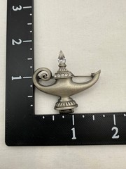 Vintage Aladdins Lamp Brooch Pin Opens Hidden Genie Inside Rhinestones Signed