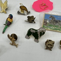 Vintage Animal Enamel Pin Lot Birds Panda Wildlife Cloisonne Gold (PIN-1)