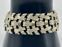 Vintage Coro Wide Linked Basket Weave Bracelet Gold-Tone Signed, Great Condition