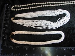 LOT P21 – 8 pc VINTAGE PEARL & SEED BEAD NECKLACE EARRINGS BRACELET RING CLUTCH
