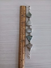 Vintage Silver Rutilated Quartz Triangle Shaped Stones Link Bracelet 8″