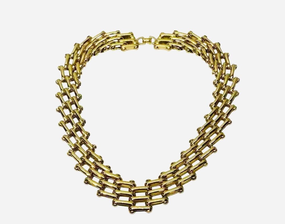 Vintage Christian Dior Gold Tone Mesh Link Choker Necklace 134.65g W/COA Signed