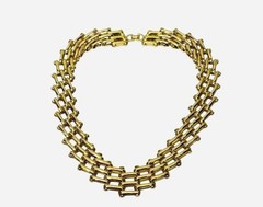 Vintage Christian Dior Gold Tone Mesh Link Choker Necklace 134.65g W/COA Signed