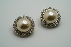 Vintage JBK Camrose Kross Jacqueline Kennedy Faux Pearl Clip Earrings 21mm JB46