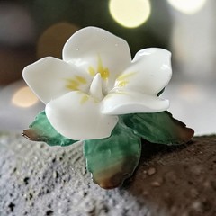 Artone Bone China Gardenia Brooch Pin Flower Floral White England Vintage Dainty