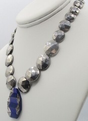 Vintage Art-Deco Glass Choker/ Glass Lapis Lazuli & Faceted Glass Silver Beads