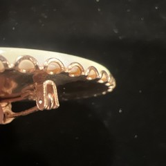 Vintage Oval Resin Brooch w/Floral Design Scalloped Gold Tone Frame