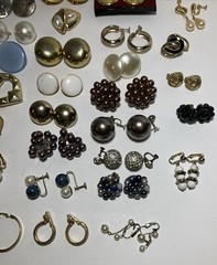 Vtg Lot of 54 Gold Tone Clip On & Screw Back Earrings Bergere Monet Trifari Etc