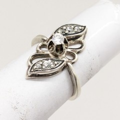 Vintage Elegant RING Silver 925 with Chic Bright Stone -size: 6.75US (17mm) #123