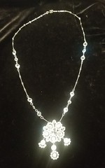 Antique Edwardian/Deco Style Necklace, Paste Rhinestone, Rare Drop Neck, 28 Inch