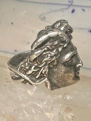 Face ring Mercury Greco Roman Classical face band size 7.50 sterling silver wome