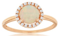 ESTATE .99CT DIAMOND & AAA OPAL 14KT ROSE GOLD 3D CLASSIC ROUND HALO FUN RING