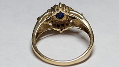 10K YELLOW GOLD SAPPHIRES DIAMONDS RING SIZE 7 SIGNED 10K ADL 3.1+ GRAMS
