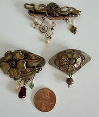 Three Silver Forest Vintage Flower Brooches / Pins- Late 80s/ Early 90s Rare