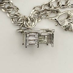 Vintage 70’s Sterling Silver 7″ Variety Charm Bracelet Double Link Safety Chain