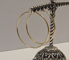 Vintage IBB Sterling Silver 45mm Hoop Earrings Gold Tone 925