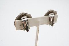 Vintage Clip On Earrings Silver Tone Textured T4