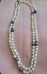 52″ Knotted Baroque Freshwater Pearl Rope Necklace Dark Iridescent Accent Pearls