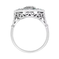 Art Deco Style Lab Created Diamond & Emerald Anniversary 14k White Gold FN Ring
