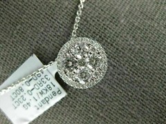 ESTATE LARGE 1.03CT DIAMOND 18KT WHITE GOLD ROUND CLUSTER HALO FLOATING PENDANT