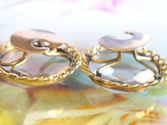 ANTIQUE 14K GOLD FACETED CUT GLASS ROCK CRYSTAL CUFF LINKS SLEEVE STUD BUTTON