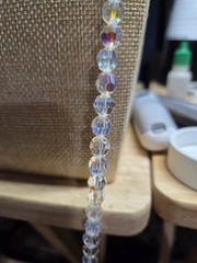 Vintage 48″ AB Crystal Glass Bead Necklace Faceted 8mm Aurora Borealis Long