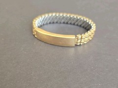 Vintage Flex-Let Goldtone Metal Stretch ID Bracelet