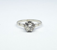 Antique Platinum Solitaire Ring With Natural Diamond – 339