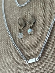 Vintage SIGNED W. Germany Jewelry Lot Silver Tone – Necklace & Earrings Dangle