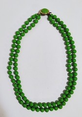 Vintage Green Acrylic/Lucite Beaded Necklace Double Strand