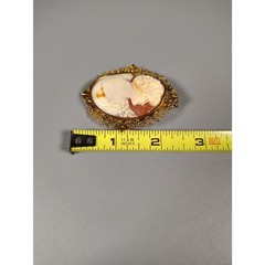 Antique 14K Gold Filigree Cameo Convertible Brooch/Pendant c. 1920s (2.5″ x 2″)