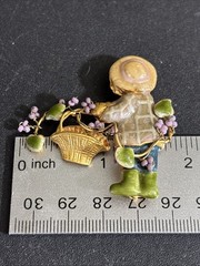 Vintage “Garden Gal” Brooch/Pin Flowers Nature 1.75” x 2” PB1