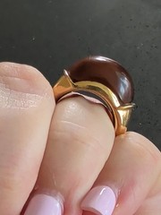 Vintage Lanvin Gold Tone Tortoise? Ring Sz 6.75 P25