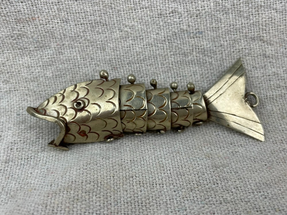 Vintage Articulated Fish Pendant Koi 2 2/3 Inch