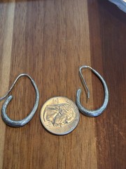 VINTAGE HAMMERED WIRE CURL STERLING SILVER HOOP EARRINGS 925 PRETTY HOOPS