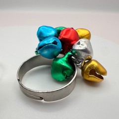 Vintage 90s Jingle Bell Rings Set Silver-tone Women’s Classic Fashion Jewelry