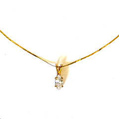 Vintage 14KT Gold Chain Genuine CZ Marquise Pendant Necklace Box Orig CZ Papers!
