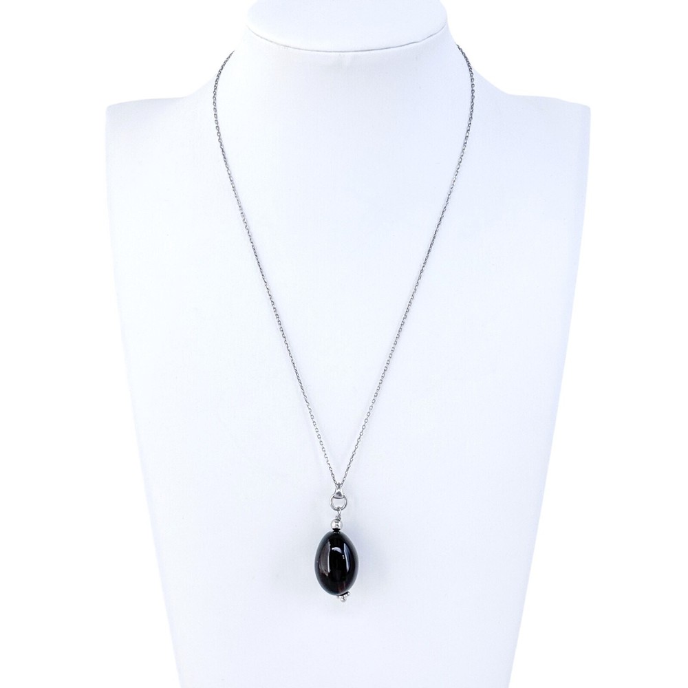 Smoky Quartz Pendant Necklace | Vintage Sterling Silver 925 | 16″