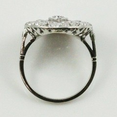 Art Deco Style Floral Round Lab Created Diamond 14K White Gold FN Wedding Ring