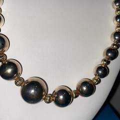 Dauplaise Silver Gold Multi Color Graduated Beaded Necklace Vintage 23” Preppy