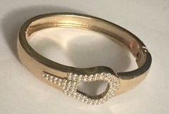 Vintage Tension Bangle Bracelet Cuff w/Crystals Horse Bit/Stirrup Equestrian